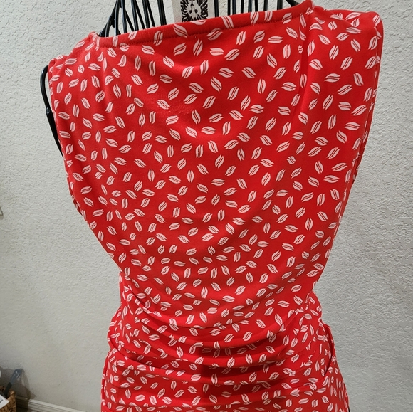 Calvin KleinWomen's Orange with Print Sleeveless Twist-front Top, SIZE: XXS - Picture 3 of 3